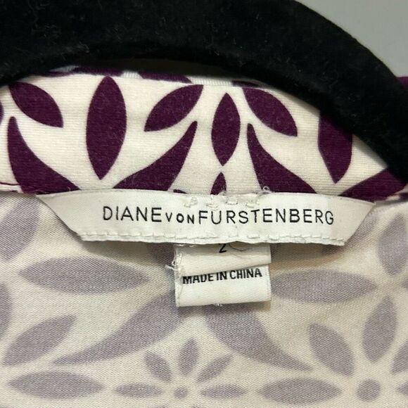 Diane Von Furstenberg DVF Julian Two wrap Moroccan purple white dress size 2 - Picture 2 of 11